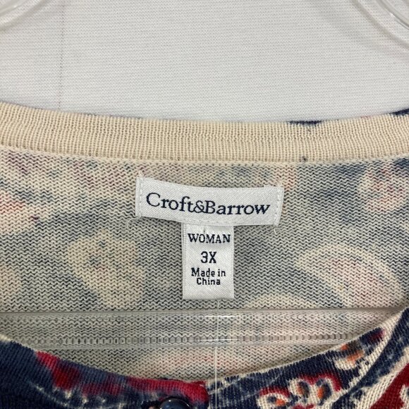 New Croft & Barrow Sweater Size 3X Multi Color Paisley Boho Soft Comfy - Picture 2 of 10